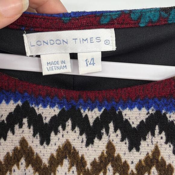 London TImes Drop Waist Dress 14 Indie Folk Dark Academia 90s Pleated Heritage - Picture 8 of 9